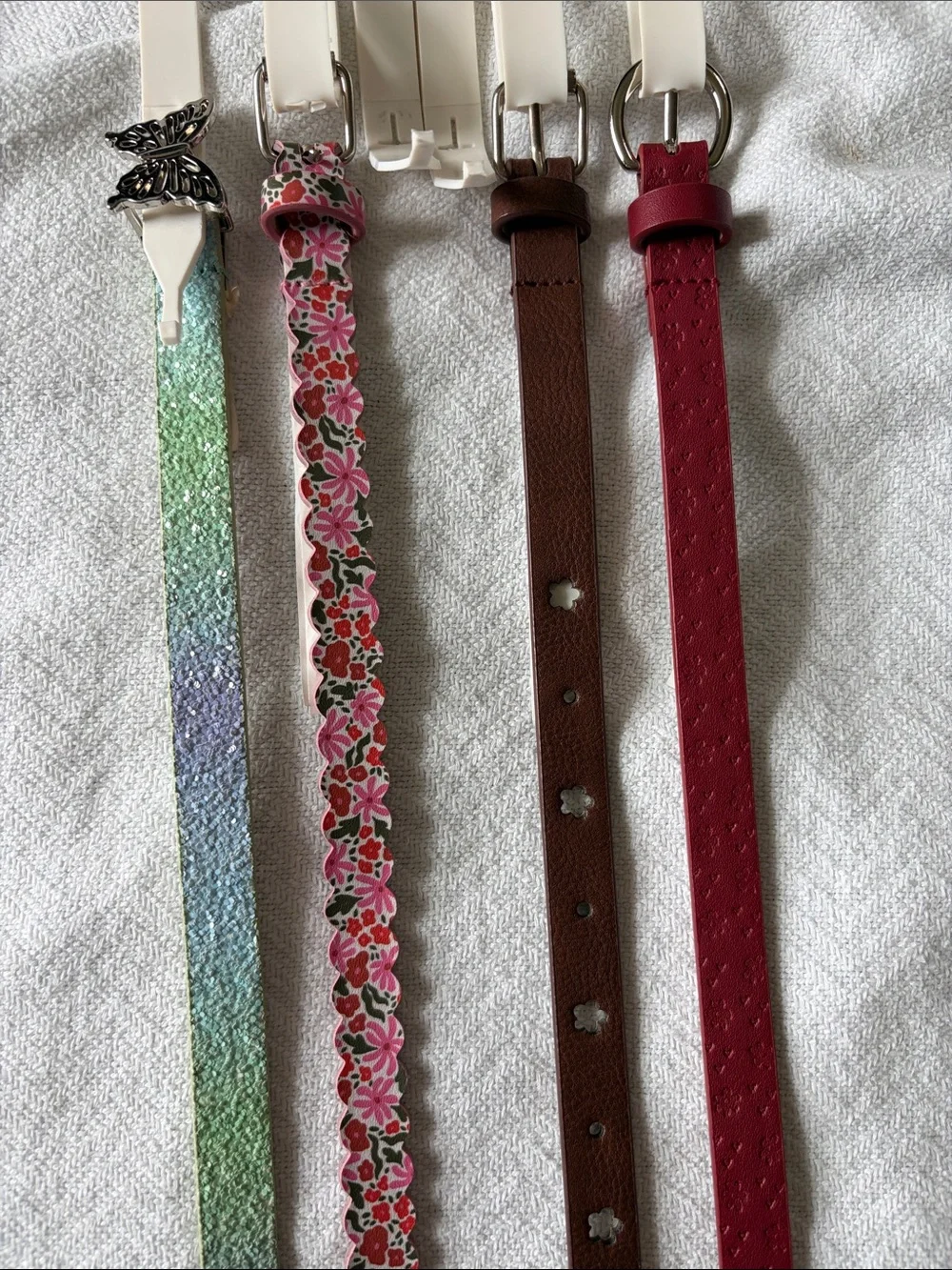 Cat & Jack Girls' Belt Set — Mint Ombre, Pink Floral, Brown, Red